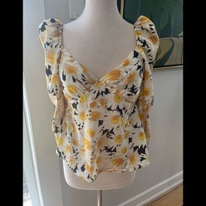 ZARA pretty boho vibe smocked detail daisy print top